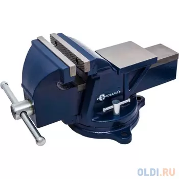 Тиски КОБАЛЬТ 245-992 слесарные поворотные ширина губок 150мм захват 150мм 17кг наковальня коробка