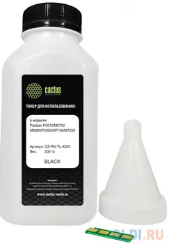 Тонер Cactus CS-RK-TL-420X черный флакон 200гр. (в компл.:чип) для принтера Pantum P3010/M6700/M6800/P3300/M7100/M7200/P3300