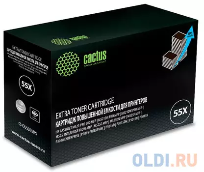 Тонер Картридж Cactus CS-CE255X-MPS черный (15000стр.) для HP LJ P3015