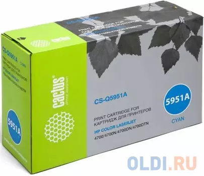 Тонер Картридж Cactus CS-Q5951AV голубой (10000стр.) для HP LJ 4700