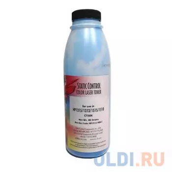 Тонер Static Control HP1515-40B-C для HP CLJCP1215/1515/1518 голубой 40гр