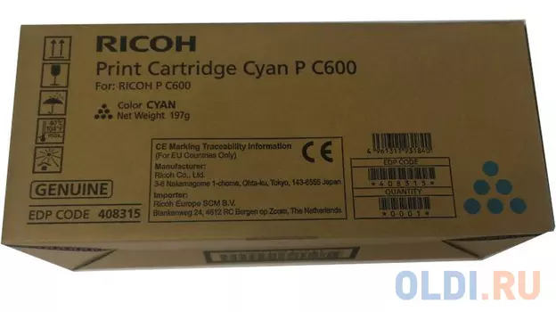 Тонер тип P C600 голубой