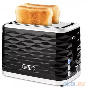Тостер Kitfort КТ-2086 930Вт черный/серебристый