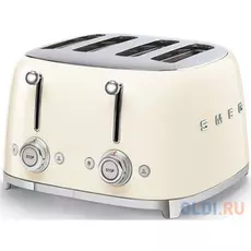 Тостеры SMEG/ Тостер на 4 ломтика, Цвет кремовый; Функции: подогрев, размораживание, багель; 6 уровней поджаривания; Съемный поддон для крошек.