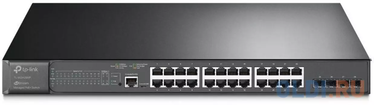 TP-Link JetStream 28-портовый гигабитный управляемый коммутатор уровня 2+ с 24 портами PoE+, бюджет PoE: до 384 Вт