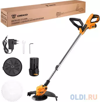 Триммер электрический Deko DKTR12V Max аккум. неразбор.штан. реж.эл.:леска/нож
