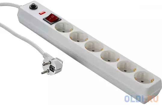 truEnergy Удлинитель-сетевой фильтр с выключателем и защитой от перегрузки 6 розеток кабель ПВС 3х1,5мм2 1,5м 15200