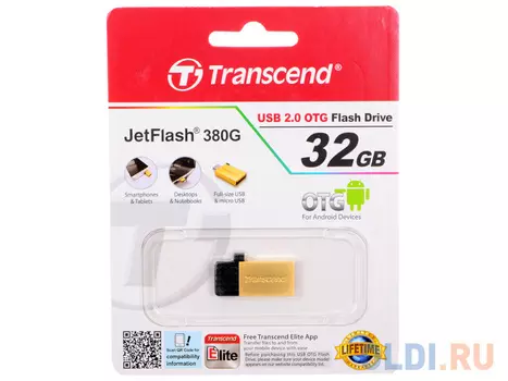 Внешний накопитель 32GB USB Drive USB 2.0 Transcend 380, Gold Plated (TS32GJF380G)