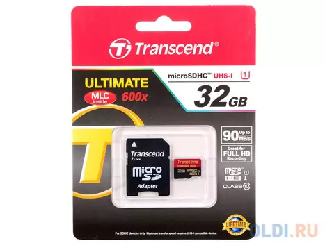 Карта памяти MicroSDHC 32GB Transcend Class10 U1 UHS-I Ultimate (TS32GUSDHC10U1)
