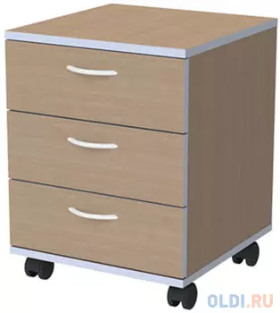 Тумба подкатная "Бюджет", 398х406х521 мм, 3 ящика, орех онтарио, 402656-160