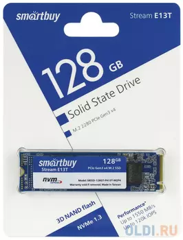 Твердотельный накопитель SSD M.2 128 Gb Smart Buy Stream E13T Pro Read 2200Mb/s Write 600Mb/s 3D NAND TLC SBSSD-256GT-PH13T-M2P4