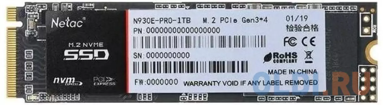 Твердотельный накопитель SSD M.2 1 Tb Netac SM2263XT Read 2130Mb/s Write 1720Mb/s 3D NAND TLC