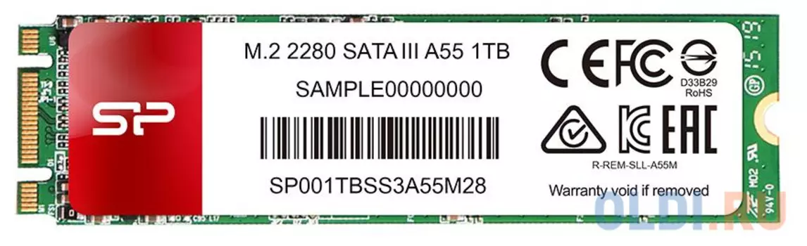 Твердотельный накопитель SSD M.2 1 Tb Silicon Power SP001TBSS3A55M28 Read 560Mb/s Write 530Mb/s 3D NAND TLC