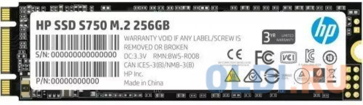 Твердотельный накопитель SSD M.2 256 Gb HP S750 Read 560Mb/s Write 520Mb/s 3D NAND TLC 16L55AA#ABB