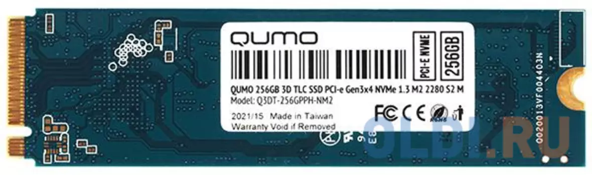 Твердотельный накопитель SSD M.2 256 Gb QUMO Novation Read 2500Mb/s Write 1100Mb/s 3D NAND TLC