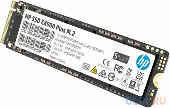 Твердотельный накопитель SSD M.2 HP 256Gb EX900 Plus Series  (PCI-E 3.0 x4, up to 2000/1300MBs, 3D NAND, 100TBW, NVMe, 22х80mm)