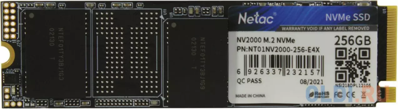 Твердотельный накопитель SSD M.2 Netac 256Gb NV2000 Series  Retail (PCI-E 3.1 x4, up to 2500/1000MBs, 3D NAND, 150TBW, NVMe