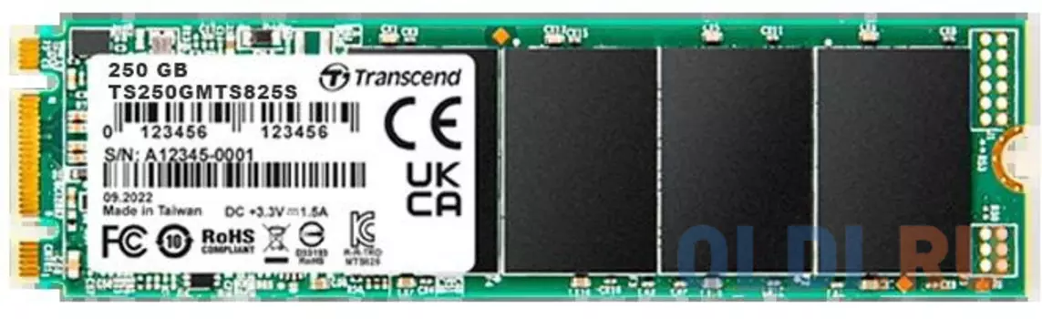 Твердотельный накопитель SSD M.2 Transcend 250Gb MTS825  (SATA3, up to 500/330MBs, 3D NAND, 90TBW, 22x80mm)