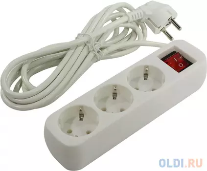 Удлинитель Defender S330 белый 3.0 м, 3 розетки
