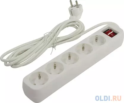 Удлинитель Defender S530 белый 3.0 м, 5 розеток