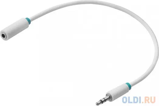 Greenconnect Удлинитель аудио 0.5m jack 3,5mm/jack 3,5mm белый, зеленая окантовка, ультрагибкий, 28AWG, M/F, Premium GCR-STM1662-0.5m, экран, стерео /