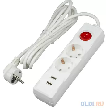 Удлинитель Uniel S-GCD2-3BU 2 розетки 2xUSB 3 м