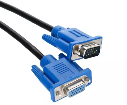 Удлинитель VGA(m)-VGA(f) VCOM QCG342AD-1.8M, 2 фильтра, 1.8 м