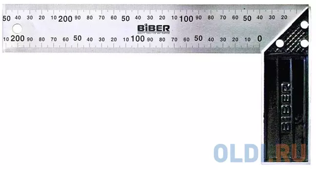 Угольник BIBER 40630 столярный профи 300мм нержавеющая сталь гравировка