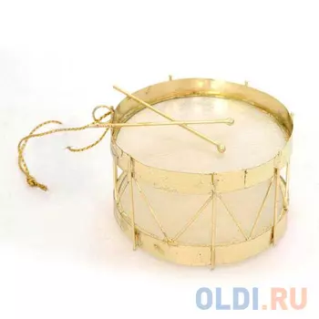 Украшение елочное БАРАБАН, перламутр, металл, 1 шт, 6,5*4,5*7 см, в карт кор 180759