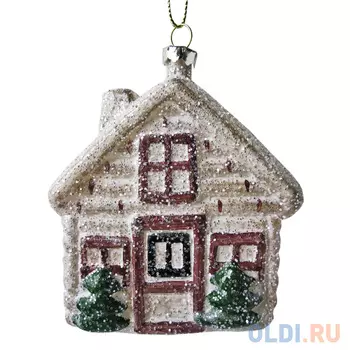 Украшение елочное ДОМИК, 10 см, пластик, в прозр.кор