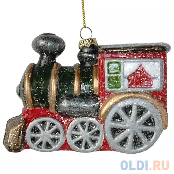 Украшение елочное ПАРОВОЗ, 12 см, пластик, в прозр.кор