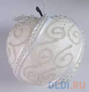 Украшение елочное ЯБЛОКО СЕРЕБРЯНАЯ НИТЬ, блестящая крошка, 1 шт. в прозрачной коробке, 7 см, 1 цв.