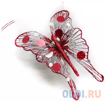 Украшение Winter Wings Бабочка 20 см 1 шт красный полимер N069849