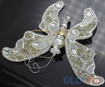 Украшение Winter Wings Бабочка ажурная 10 см 1 шт серебро полиэстер N180043