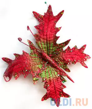 Украшение Winter Wings Бабочка с клипом 10 см 1 шт красный полиэстер N069865