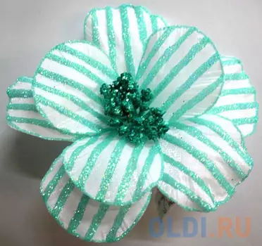 Украшение Winter Wings Цветок полоска 16 см 1 шт голубой N069868/БИР