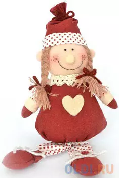 Украшение Winter Wings Девочка с косичками 25 см 1 шт красный полиэстер N180931