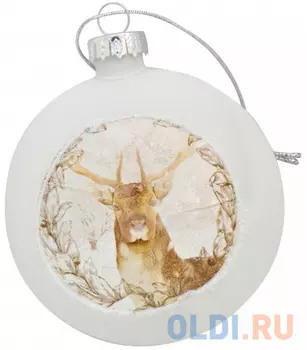Украшение Winter Wings Диск Олень 3 8 см 1 шт белый стекло N07992