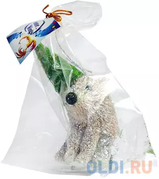 Украшение Winter Wings Мишка в карнавальной шляпе 13 см 1 шт коричневый соломка N181431