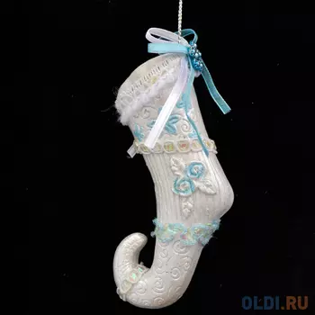 Украшение Winter Wings "Носок" 11 см 1 шт белый полирезин