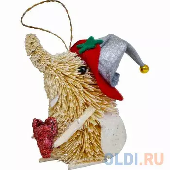 Украшение Winter Wings "Слон с цветком" 10 см 1 шт коричневый соломка