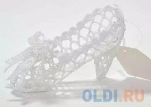 Украшение Winter Wings Туфелька вязаная 7.5х11.5 см 1 шт белый хлопок N180227/БЕЛ