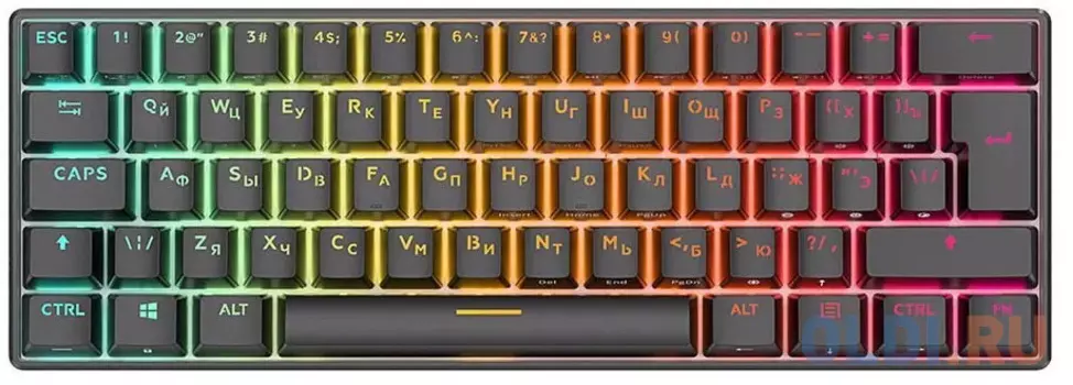 Ультракомпактная (60%) механическая клавиатура Royal Kludge RK61 - 3 типа подключения, 61 клавиша, чёрная, переключатели RK Blue