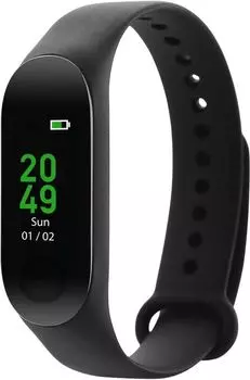 Умные часы Smart band, colorful 0.96 inch TFT, pedometer, heart rate monitor, 80mAh, multi-sport mode, compatibility with iOS and android, Black, host:40*15.5*10.5mm, strap: 233*12mm, 18g
