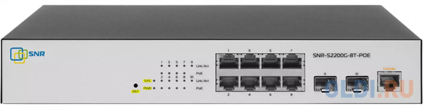 Управляемый Web Smart POE коммутатор уровня 2, 8 портов 10/100/1000BaseT, 2 порта 100/1000BaseX (SFP). POE 100W