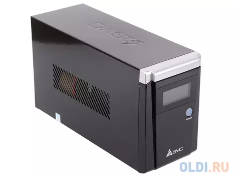 UPS, SVC, V-1500-F-LCD, Smart, USB, Диапазон работы AVR: 165-275В, Бат.: 12В/9 Ач*2шт., 3 вых: Shuko CEE7, Защита тел. линии, Чёрный UPS, SVC, V-1500-
