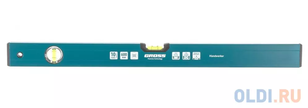 Уровень алюминиевый, 600 мм, 2 глазка, Handwerker// Gross