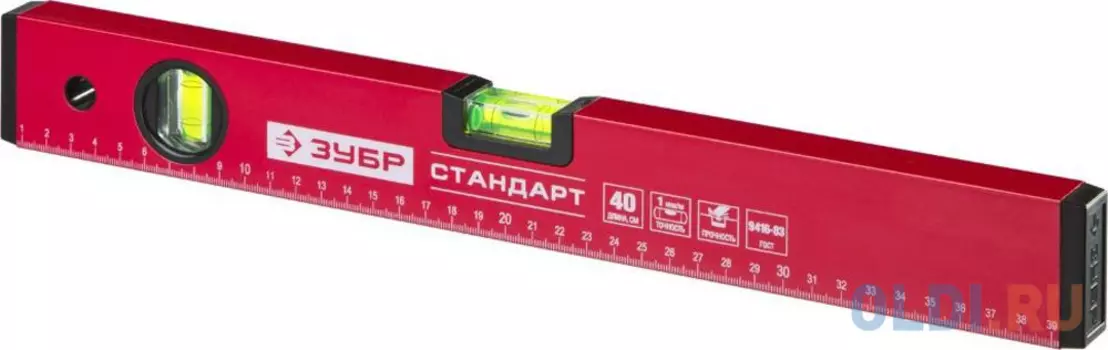Уровень ЗУБР "СТАНДАРТ" коробчатый, 2 противоударные ампулы, 40см [34588-040]