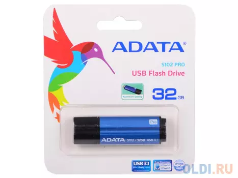 Внешний накопитель 32GB USB Drive ADATA USB 3.1 S102 PRO синий (80/20 мб/с) AS102P-32G-RBL