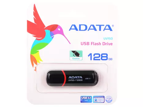 USB флешка A-Data UV150 128GB Black (AUV150-128G-RBK) USB 3.0 / 90 МБ/cек / 40 МБ/cек